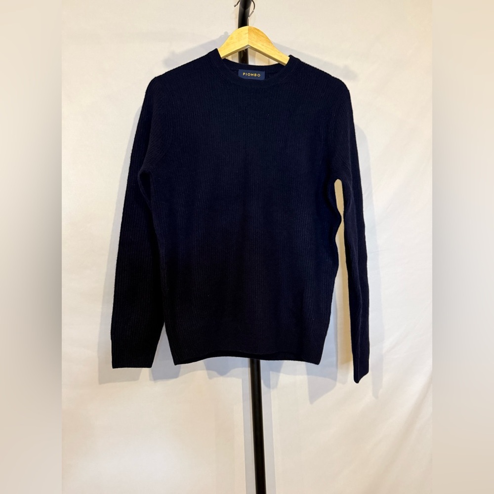 Piombo Men's Small‎ 100% Cashmere Navy Sweater